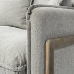 Roy II Frost Gray Upholstered and Brown Wood Frame Arm Chair