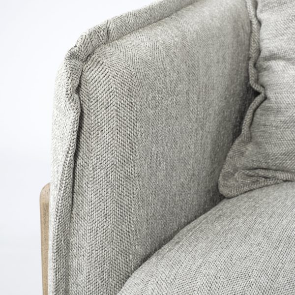 Roy II Frost Gray Upholstered and Brown Wood Frame Arm Chair 7
