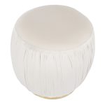 Ruched 18-Inch Gold Metal Cream Velvet Contemporary Ottoman 8 Ruched 18-Inch Gold Metal Cream Velvet Contemporary Ottoman