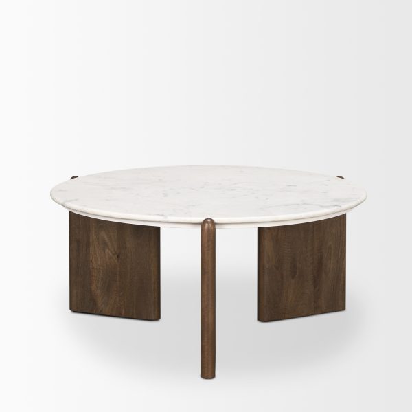 Rumer Dark Brown Wood w White Marble Coffee Table 4