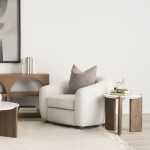Rumer Dark Brown Wood w/ White Marble Side Table