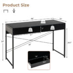 Rustic 2-Drawer Office Desk with Steel Frame and Storage