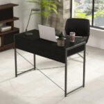 Rustic 2-Drawer Office Desk with Steel Frame and Storage