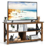 Rustic 3-Tier TV Stand with Open Shelves and Cable Management 39 Rustic 3-Tier TV Stand with Open Shelves and Cable Management