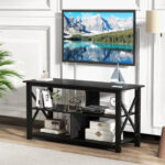 Rustic 3-Tier TV Stand with Open Shelves and Cable Management 44 Rustic 3-Tier TV Stand with Open Shelves and Cable Management