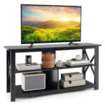 Rustic 3-Tier TV Stand with Open Shelves and Cable Management 45 Rustic 3-Tier TV Stand with Open Shelves and Cable Management