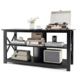 Rustic 3-Tier TV Stand with Open Shelves and Cable Management 46 Rustic 3-Tier TV Stand with Open Shelves and Cable Management