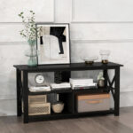 Rustic 3-Tier TV Stand with Open Shelves and Cable Management 48 Rustic 3-Tier TV Stand with Open Shelves and Cable Management