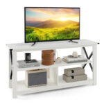 Rustic 3-Tier TV Stand with Open Shelves and Cable Management 52 Rustic 3-Tier TV Stand with Open Shelves and Cable Management