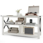 Rustic 3-Tier TV Stand with Open Shelves and Cable Management 53 Rustic 3-Tier TV Stand with Open Shelves and Cable Management