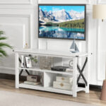 Rustic 3-Tier TV Stand with Open Shelves and Cable Management 55 Rustic 3-Tier TV Stand with Open Shelves and Cable Management