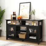 Rustic 58 Inch TV Stand with Cabinets and Shelves