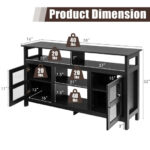 Rustic 58 Inch TV Stand with Cabinets and Shelves