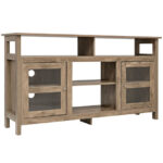 Rustic 58 Inch TV Stand with Cabinets and Shelves