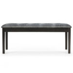 Rustic Button Tufted Upholstered PU Bench with Solid Wood Legs