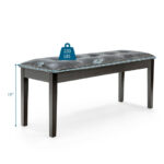 Rustic Button Tufted Upholstered PU Bench with Solid Wood Legs