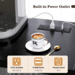 Rustic Coffee Bar Cabinet with Power Outlet and Wine Storage