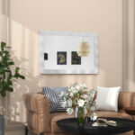 Rustic Farmhouse Wall Mirror with Solid Wood Frame 41.5x28