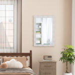 Rustic Farmhouse Wall Mirror with Solid Wood Frame 41.5x28