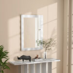 Rustic Farmhouse Wall Mirror with Solid Wood Frame 41.5x28