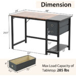 Rustic Home Office Desk with Drawers and Side Hook