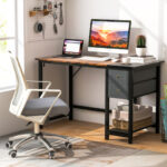 Rustic Home Office Desk with Drawers and Side Hook