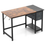 Rustic Home Office Desk with Drawers and Side Hook