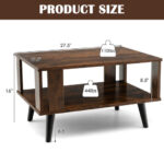 Rustic Mid-Century Coffee Table with Storage and Open Shelf
