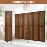 Rustic Pegboard Room Divider with Solid Wood Frame (4-Panel)