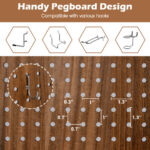Rustic Pegboard Room Divider with Solid Wood Frame (4-Panel)