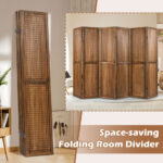 Rustic Pegboard Room Divider with Solid Wood Frame (4-Panel)
