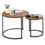 Rustic Round Nesting Coffee Tables with Adjustable Feet (Set of 2) 32 Rustic Round Nesting Coffee Tables with Adjustable Feet (Set of 2)
