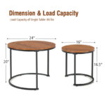 Rustic Round Nesting Coffee Tables with Adjustable Feet (Set of 2) 33 Rustic Round Nesting Coffee Tables with Adjustable Feet (Set of 2)