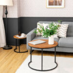 Rustic Round Nesting Coffee Tables with Adjustable Feet (Set of 2) 34 Rustic Round Nesting Coffee Tables with Adjustable Feet (Set of 2)