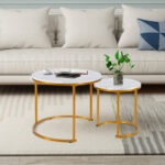 Rustic Round Nesting Coffee Tables with Adjustable Feet (Set of 2) 37 Rustic Round Nesting Coffee Tables with Adjustable Feet (Set of 2)