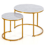 Rustic Round Nesting Coffee Tables with Adjustable Feet (Set of 2) 38 Rustic Round Nesting Coffee Tables with Adjustable Feet (Set of 2)