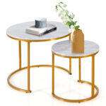 Rustic Round Nesting Coffee Tables with Adjustable Feet (Set of 2) 39 Rustic Round Nesting Coffee Tables with Adjustable Feet (Set of 2)