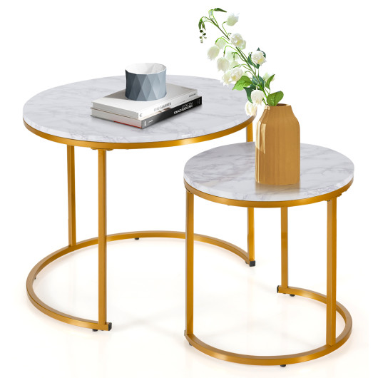 Rustic Round Nesting Coffee Tables with Adjustable Feet (Set of 2) 18 Rustic Round Nesting Coffee Tables with Adjustable Feet (Set of 2) - Image 18