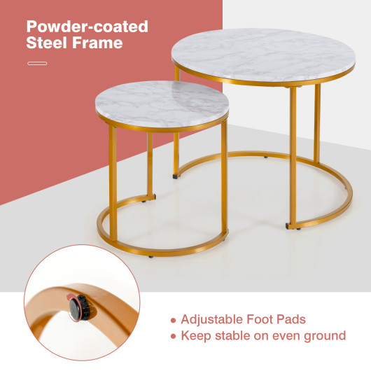Rustic Round Nesting Coffee Tables with Adjustable Feet (Set of 2) 21 Rustic Round Nesting Coffee Tables with Adjustable Feet (Set of 2) - Image 21