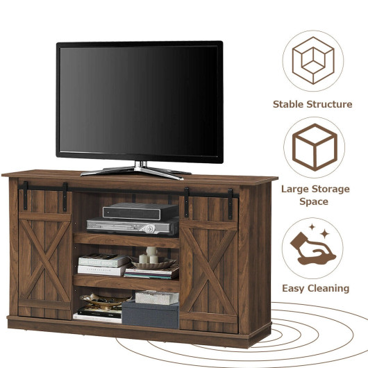 Rustic Sliding Barn Door TV Stand with Adjustable Storage Shelves 12 Rustic Sliding Barn Door TV Stand with Adjustable Storage Shelves - Image 12