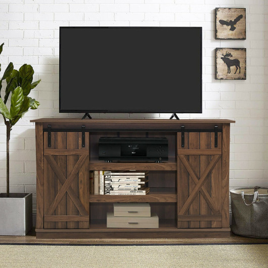 Rustic Sliding Barn Door TV Stand with Adjustable Storage Shelves 13 Rustic Sliding Barn Door TV Stand with Adjustable Storage Shelves - Image 13