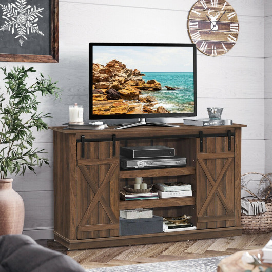 Rustic Sliding Barn Door TV Stand with Adjustable Storage Shelves 14 Rustic Sliding Barn Door TV Stand with Adjustable Storage Shelves - Image 14