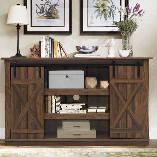 Rustic Sliding Barn Door TV Stand with Adjustable Storage Shelves 9 Rustic Sliding Barn Door TV Stand with Adjustable Storage Shelves - Image 9
