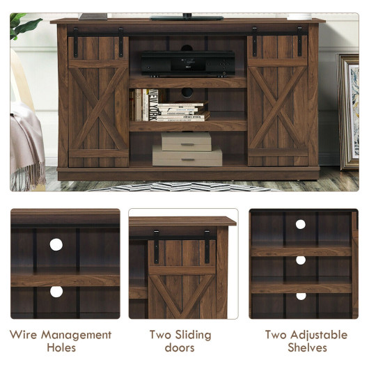 Rustic Sliding Barn Door TV Stand with Adjustable Storage Shelves 10 Rustic Sliding Barn Door TV Stand with Adjustable Storage Shelves - Image 10