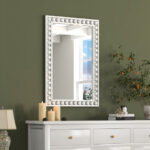 Rustic Wall Mirror with Solid Wood Frame 24 x 36 Inches