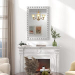 Rustic Wall Mirror with Solid Wood Frame 24 x 36 Inches