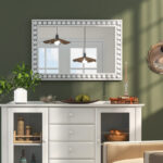 Rustic Wall Mirror with Solid Wood Frame 24 x 36 Inches