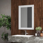 Rustic Wall Mirror with Solid Wood Frame 24 x 36 Inches