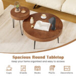 Rustic Wooden Coffee Tables with Metal Legs and Adjustable Pads (Set of 2)