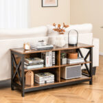 Rustic Wooden TV Stand with Storage for TVs up to 55 Inch